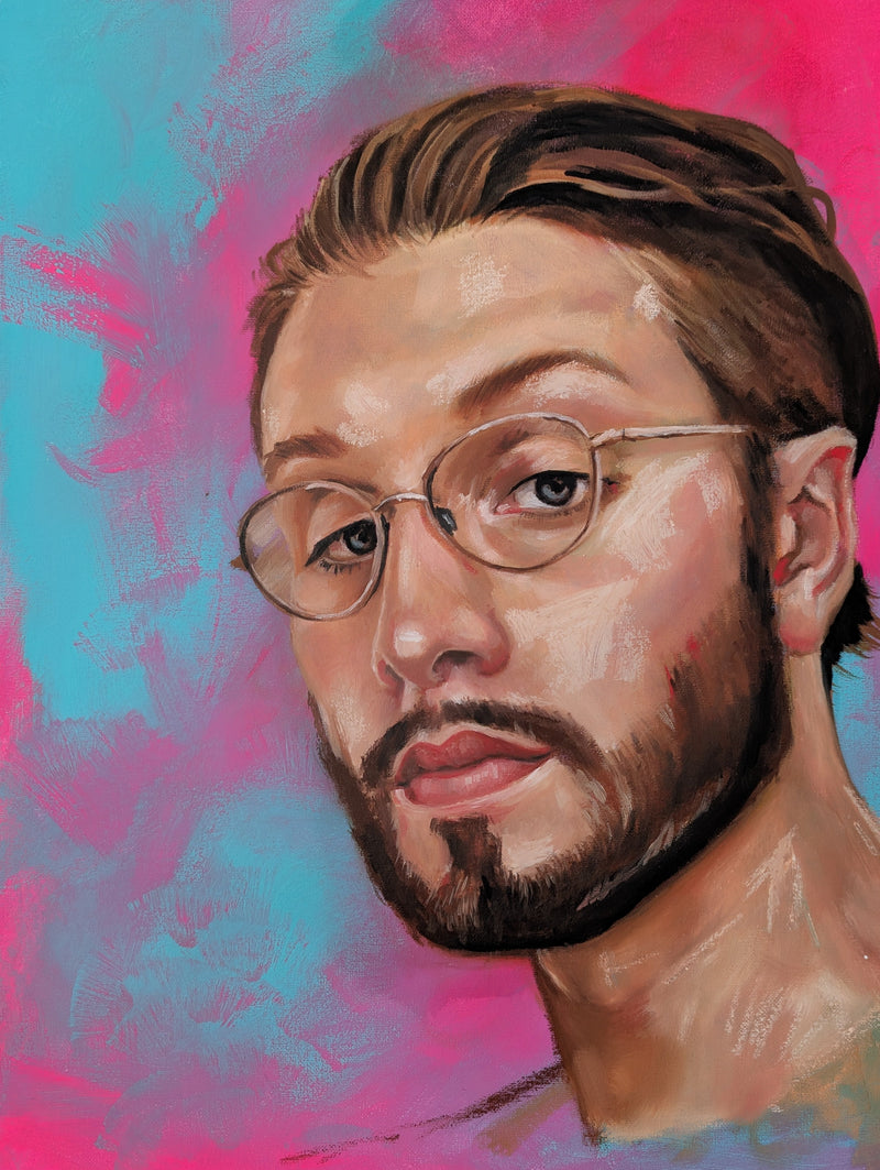 Oil painting portrait of BBno£, baby no money, Alex Gumuchian  by Kathryn Rose Art from the UK, England.