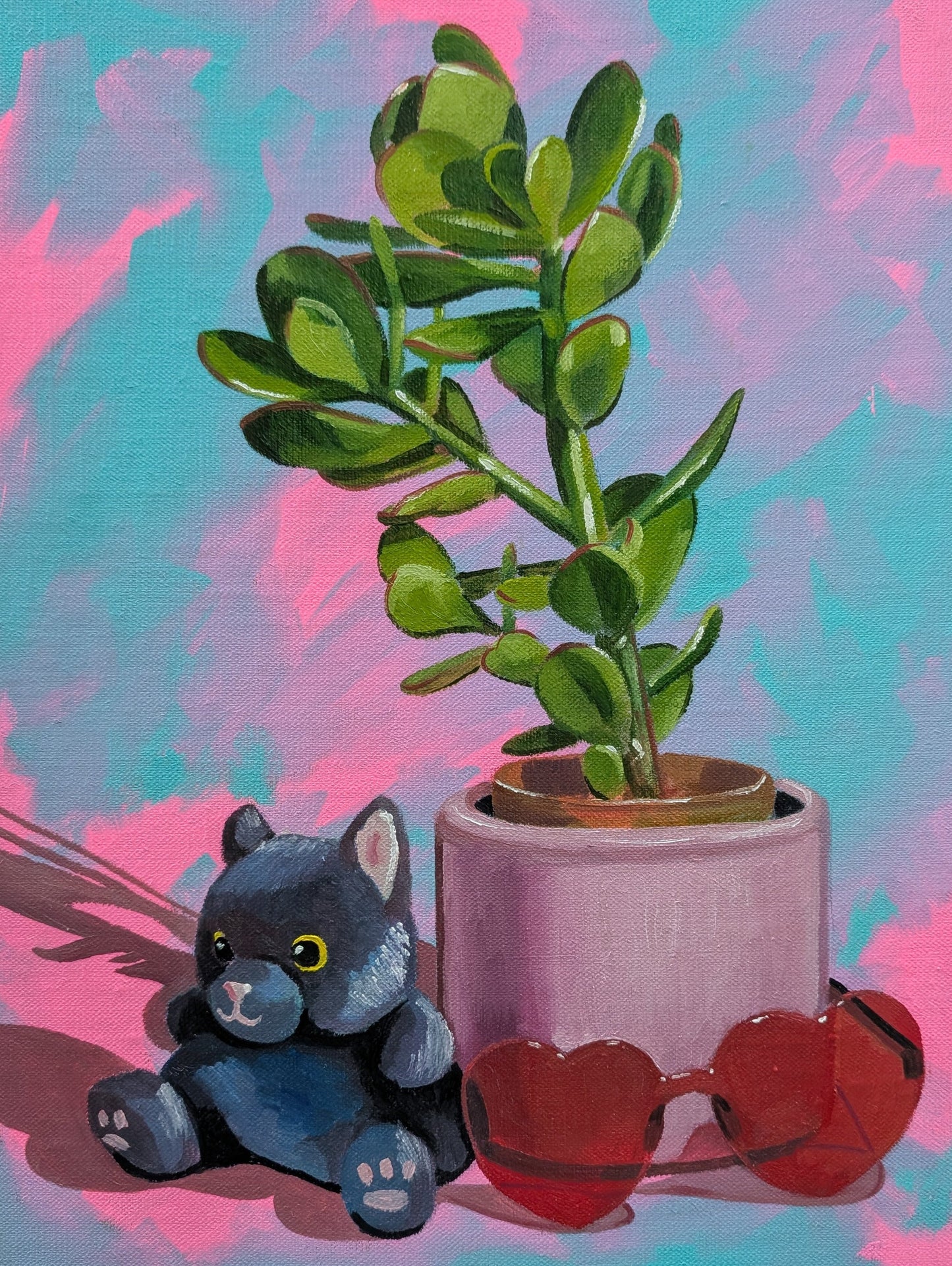 Still Life - Cat plushie and love heart sunglasses Poster