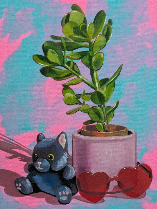 Still Life - Cat plushie and love heart sunglasses Poster