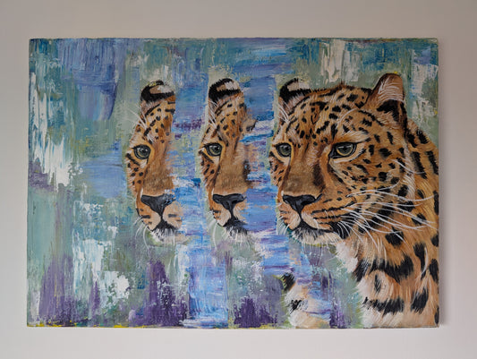 "Leopards Can Swim" Original Oil Painting